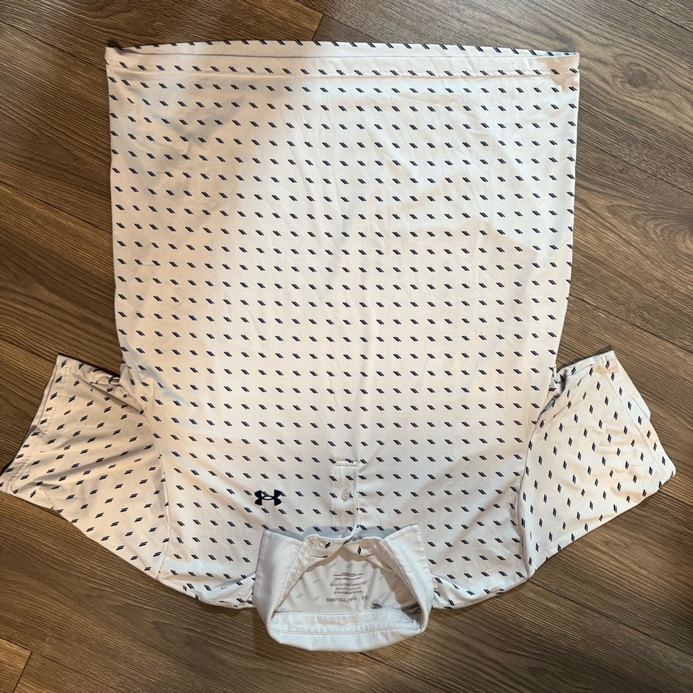 Under Armour White Polo with Navy Accents